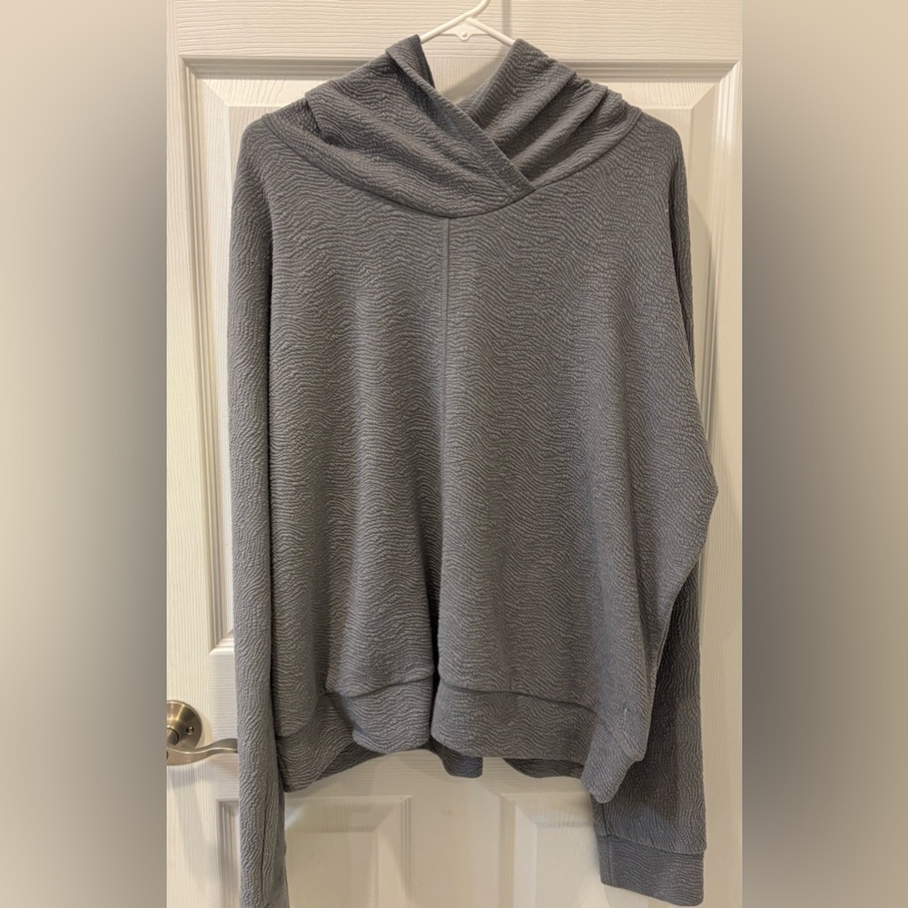 Zyia Gray Textured Hoodie Plus Size